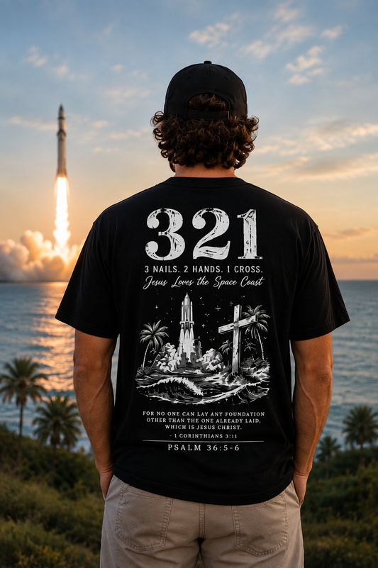 3 Nails 2 Hands 1 Cross Christian Space Coast T-Shirt