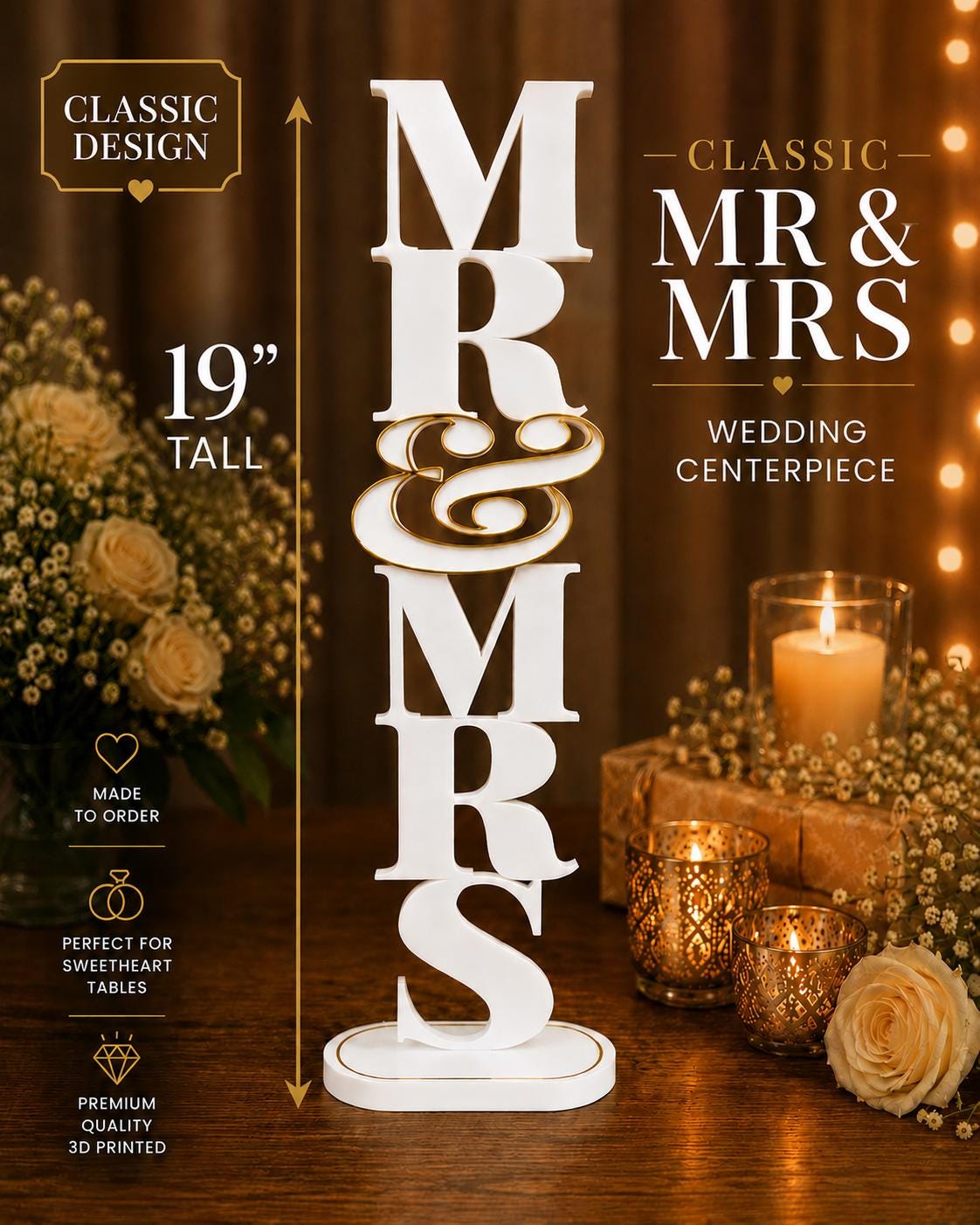 Mr. & Mrs. Wedding Centerpiece