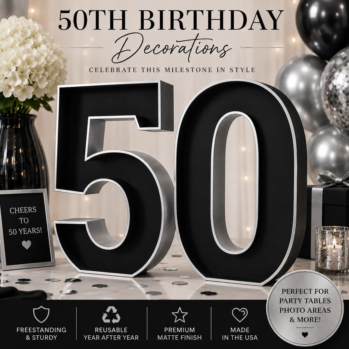 50th Birthday Marquee Table Numbers
