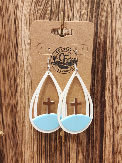 Teardrop Cross Earrings