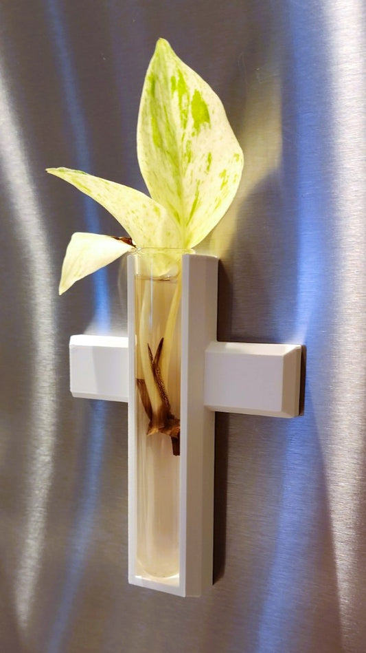 Decorative Magnetic Cross Planter with Glass Insert