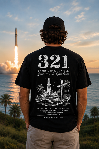 3 Nails 2 Hands 1 Cross Christian Space Coast T-Shirt