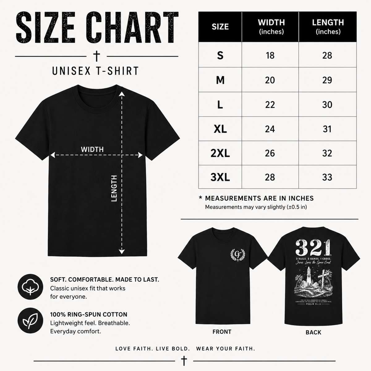 3 Nails 2 Hands 1 Cross Christian Space Coast T-Shirt