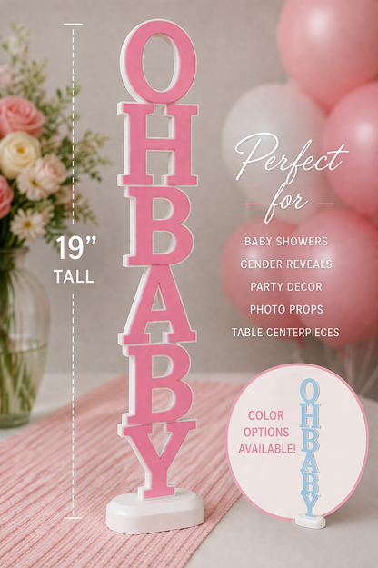 Oh Baby Centerpiece | Baby Shower Centerpiece Decor | 19 Inch Table Centerpiece | Gender Reveal Decoration | Oh Baby Sign