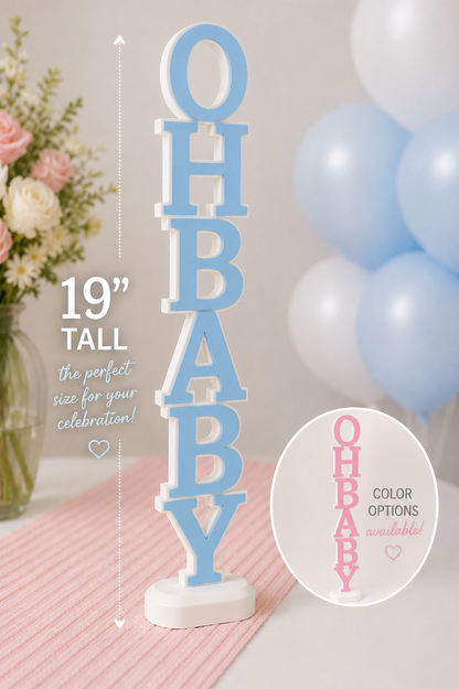 Oh Baby Centerpiece | Baby Shower Centerpiece Decor | 19 Inch Table Centerpiece | Gender Reveal Decoration | Oh Baby Sign