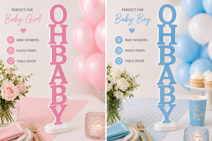 Oh Baby Centerpiece | Baby Shower Centerpiece Decor | 19 Inch Table Centerpiece | Gender Reveal Decoration | Oh Baby Sign