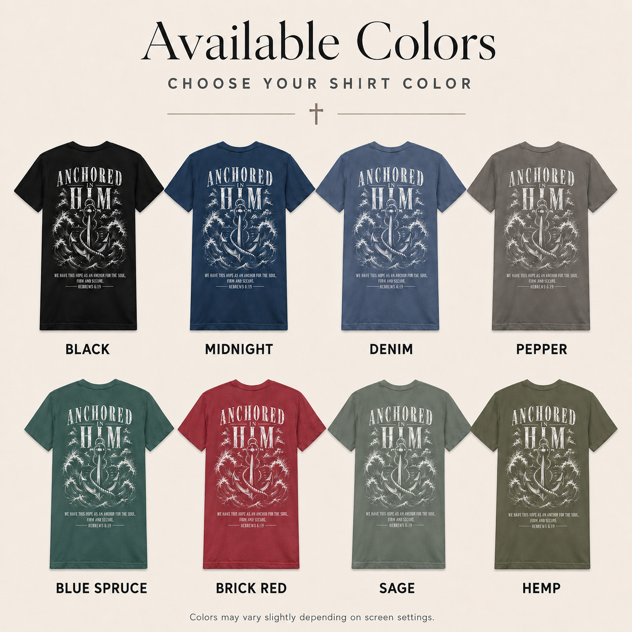 Anchored in Him Christian T-Shirt
