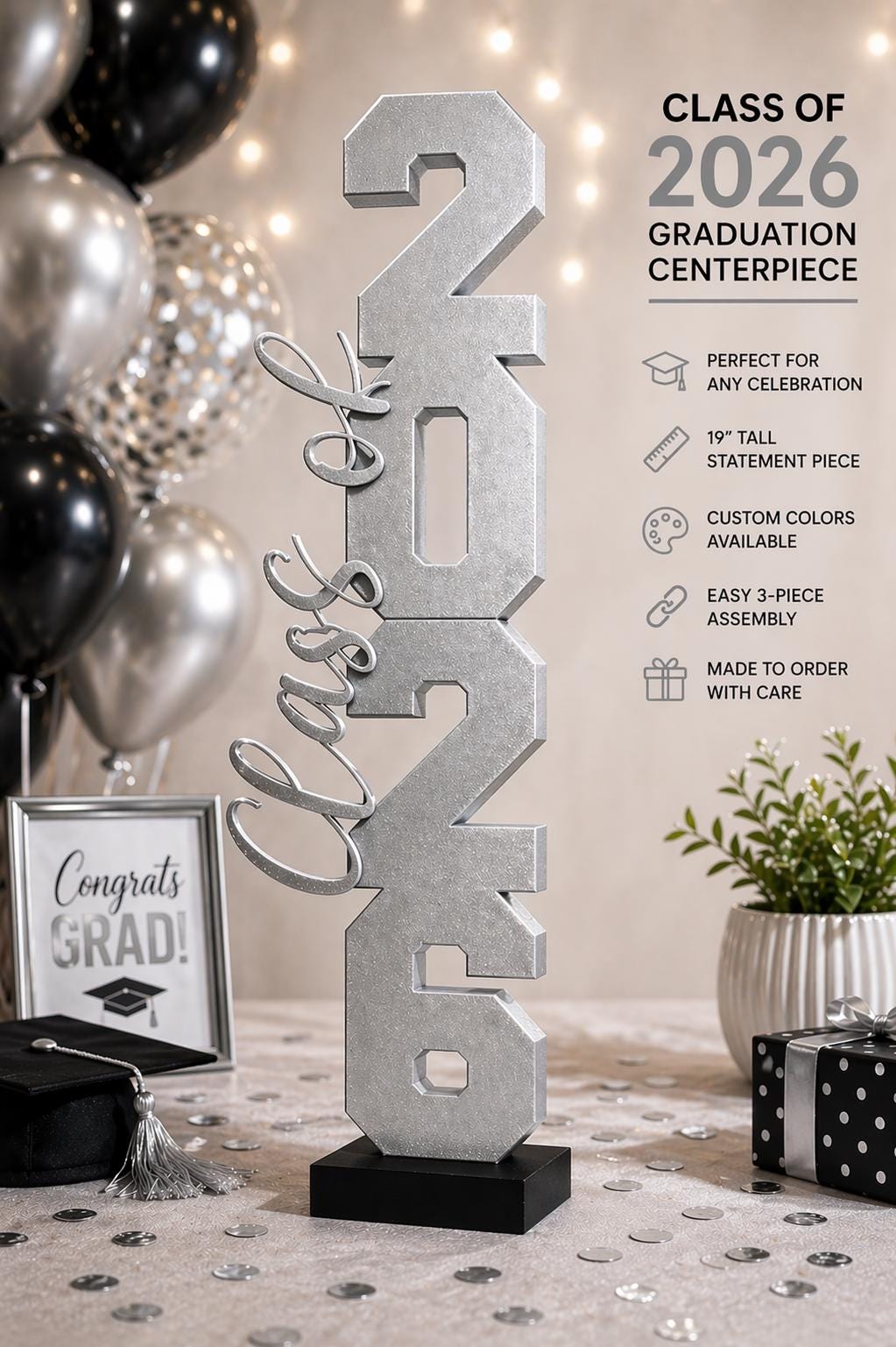 Class of 2026/2027 Graduation Metallic Centerpiece