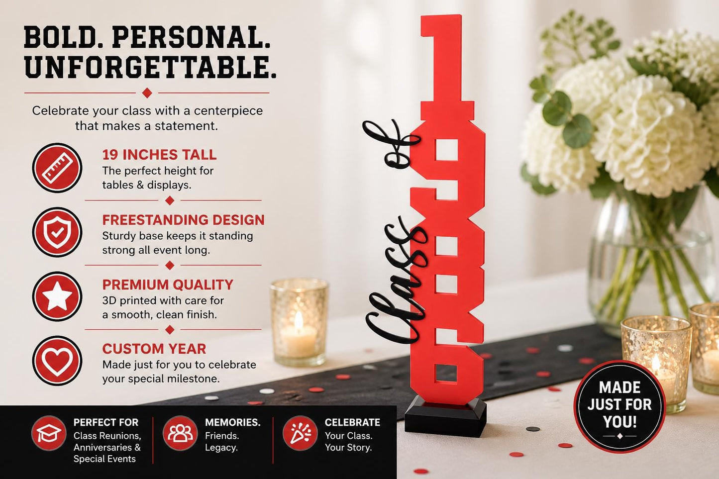 Custom Class Reunion Centerpiece Set