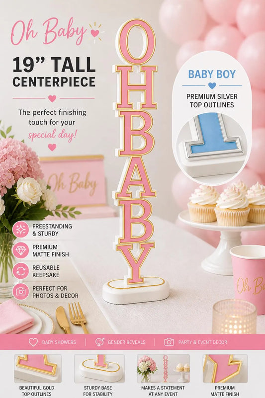 Oh Baby Centerpiece | Baby Shower Centerpiece Decor | 19 Inch Table Centerpiece | Gender Reveal Decoration | Oh Baby Sign