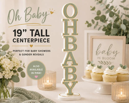 Oh Baby Centerpiece | Baby Shower Centerpiece Decor | 19 Inch Table Centerpiece | Gender Reveal Decoration | Oh Baby Sign