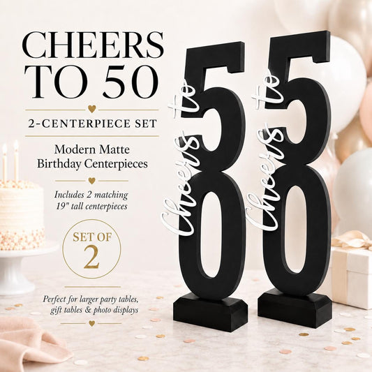 Cheers to 50 Birthday Centerpiece Set of 2
