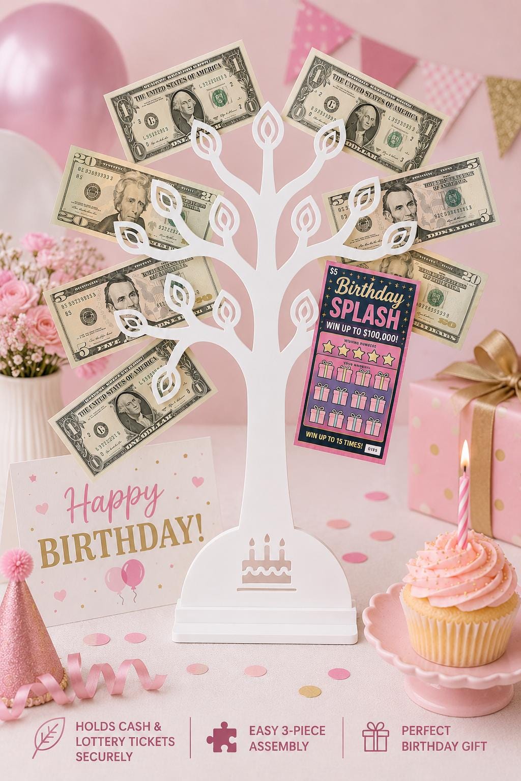 60th Birthday Money Tree Gift Holder