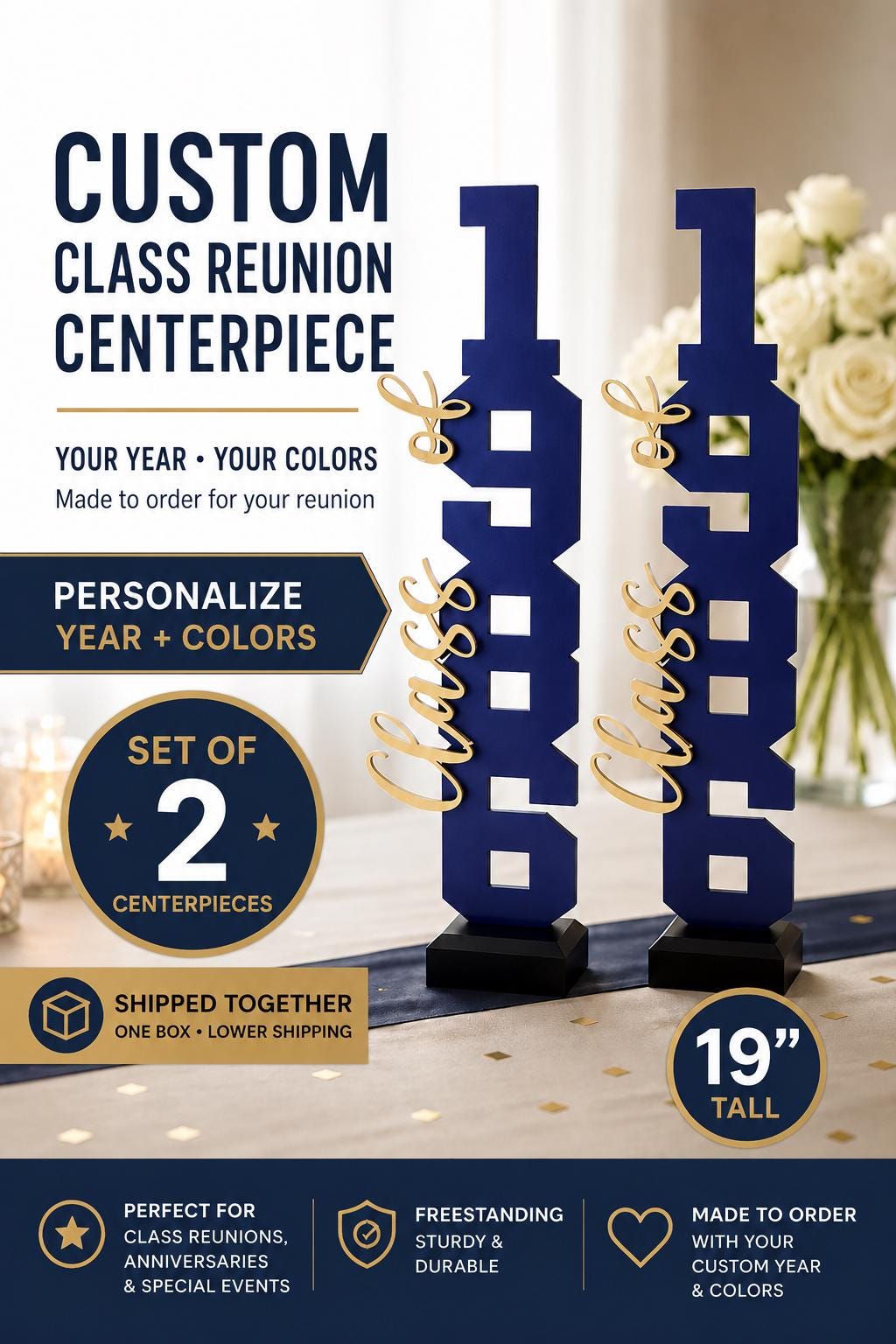 Custom Class Reunion Centerpiece Set