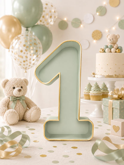 First Birthday Decorations, Fillable Flower ONE Number Frame, 9 Inch Cake Smash Photo Prop, Wildflower 1st Birthday Centerpiece Decor