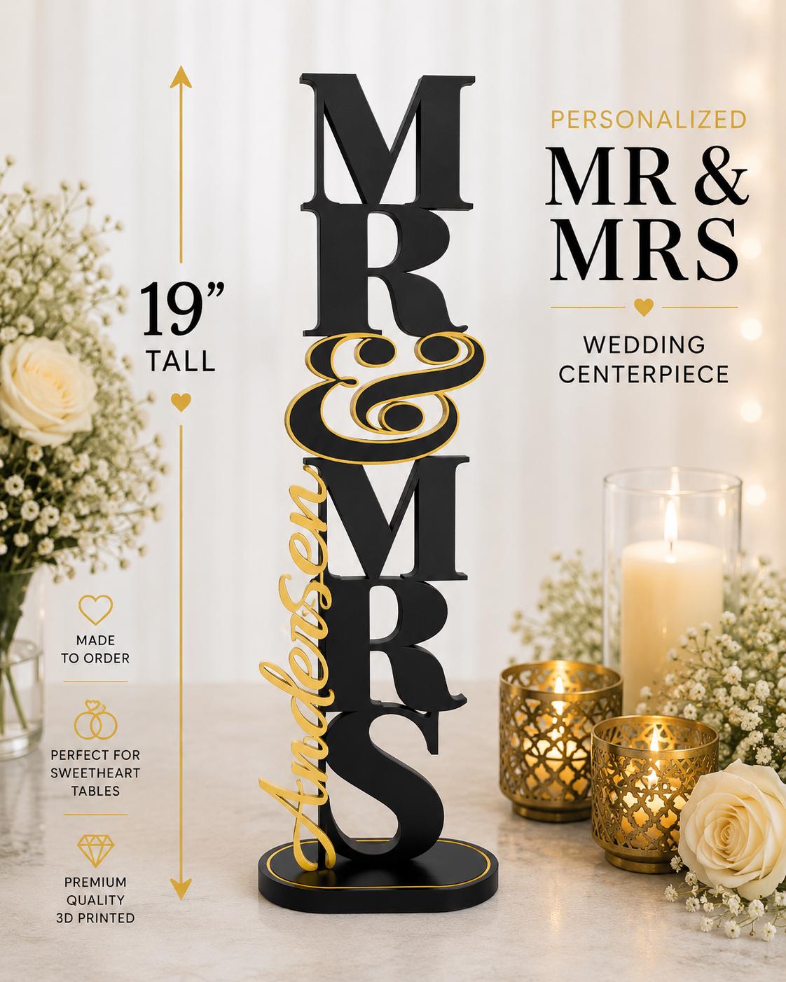 Personalized Mr. & Mrs. Wedding Centerpiece