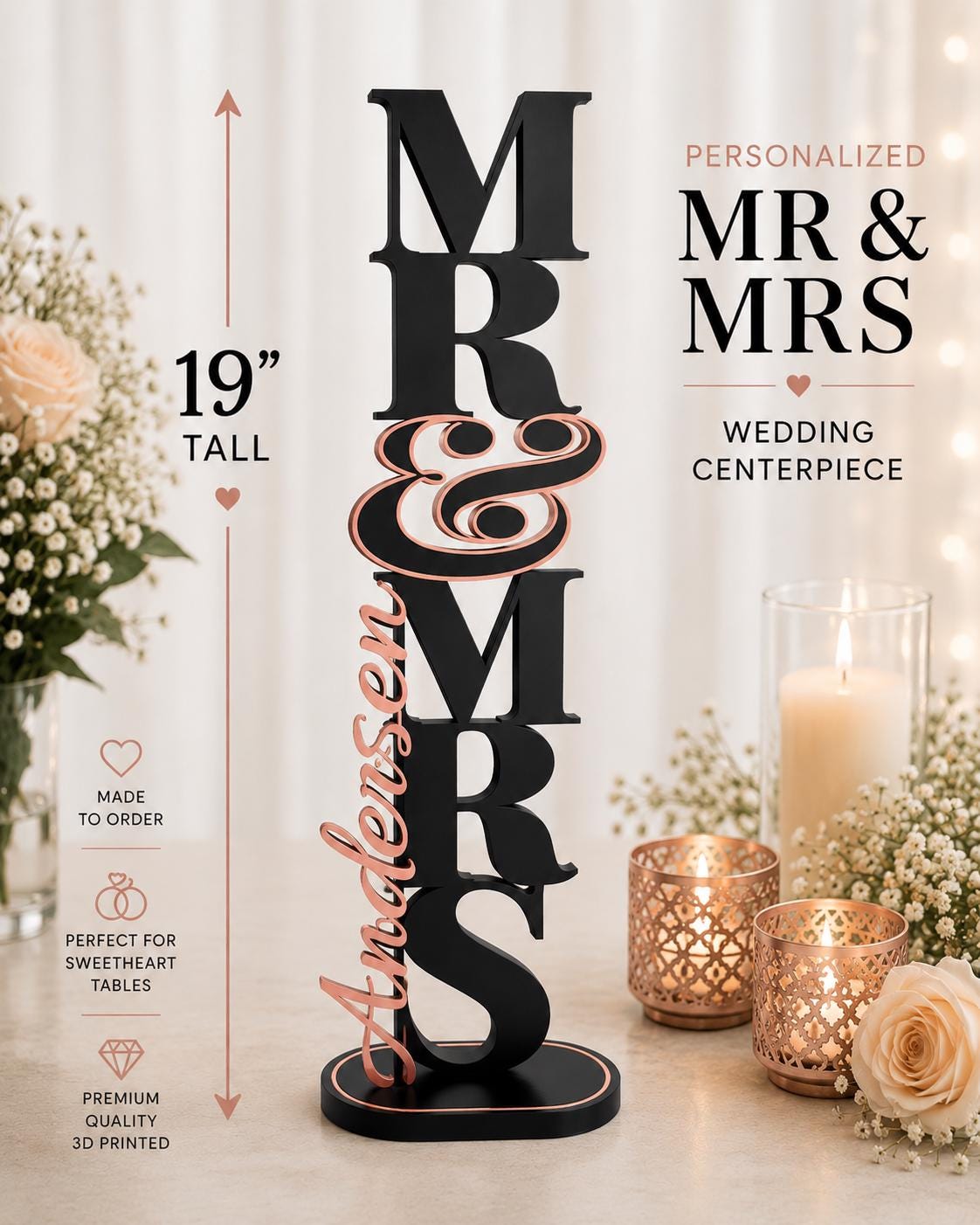 Personalized Mr. & Mrs. Wedding Centerpiece