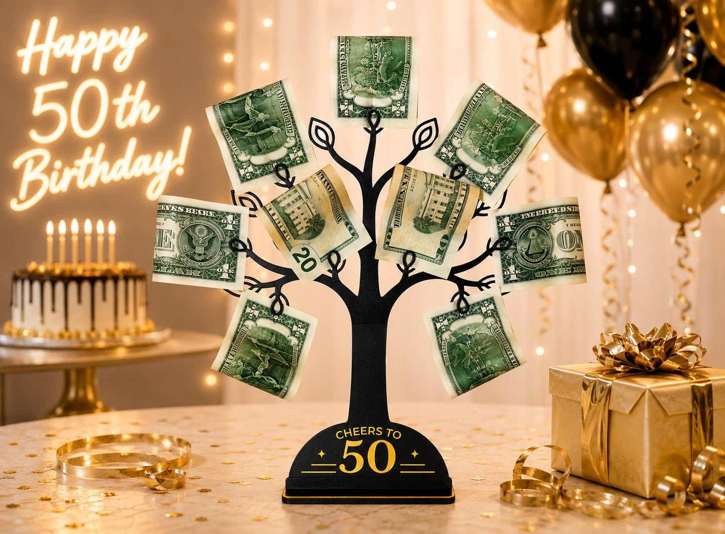 50th Birthday Money Tree Gift
