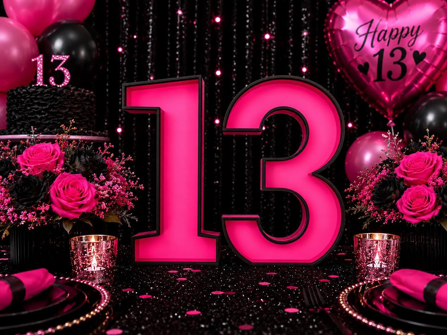 13th Birthday 9" Tall Marquee Table Numbers