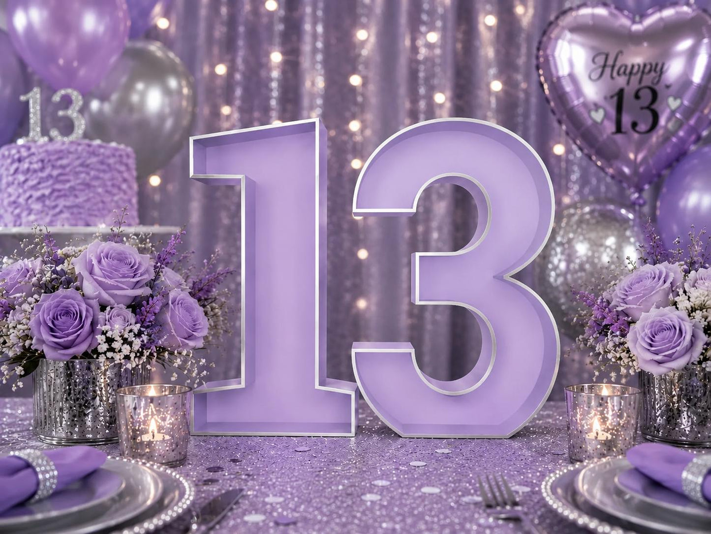 13th Birthday 9" Tall Marquee Table Numbers