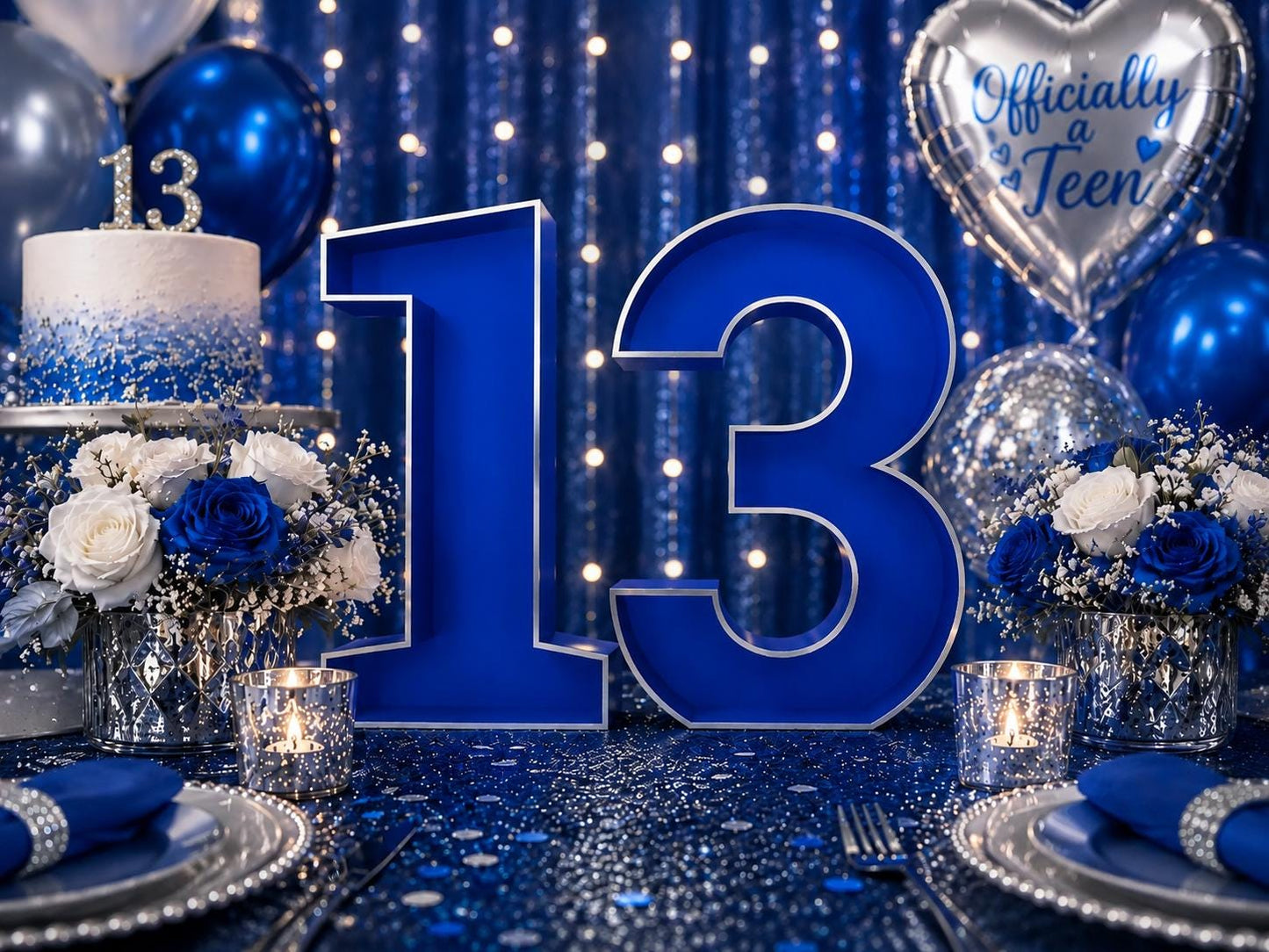 13th Birthday 9" Tall Marquee Table Numbers