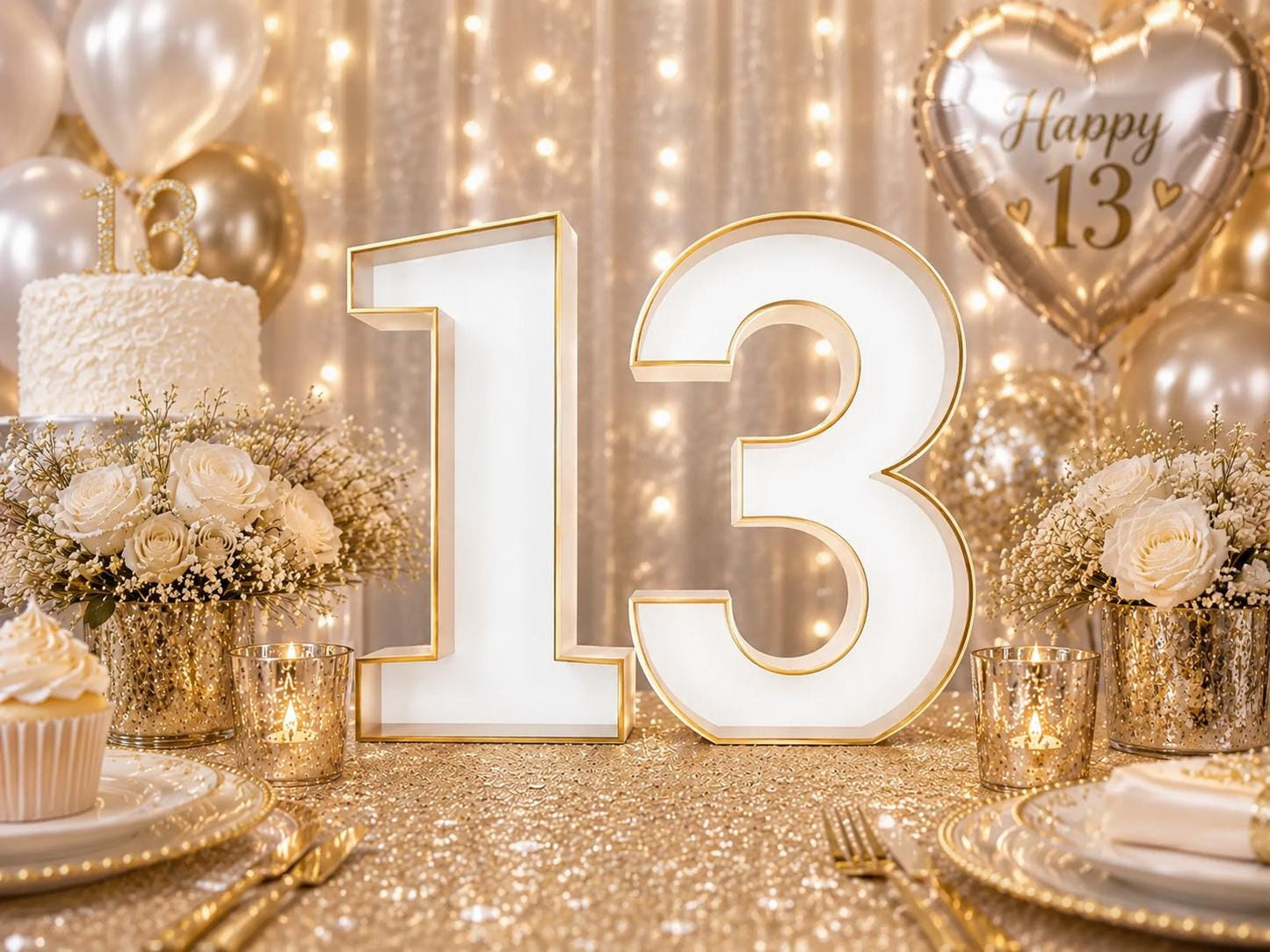 13th Birthday 9" Tall Marquee Table Numbers