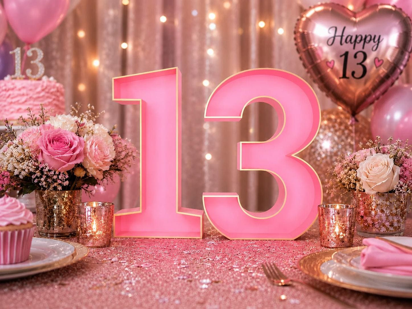 13th Birthday 9" Tall Marquee Table Numbers