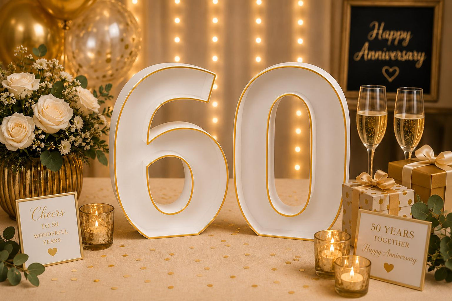 60th Anniversary Marquee Table Numbers