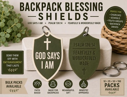 "God Says I Am" Backpack Blessing Tag - Bulk Church Packs