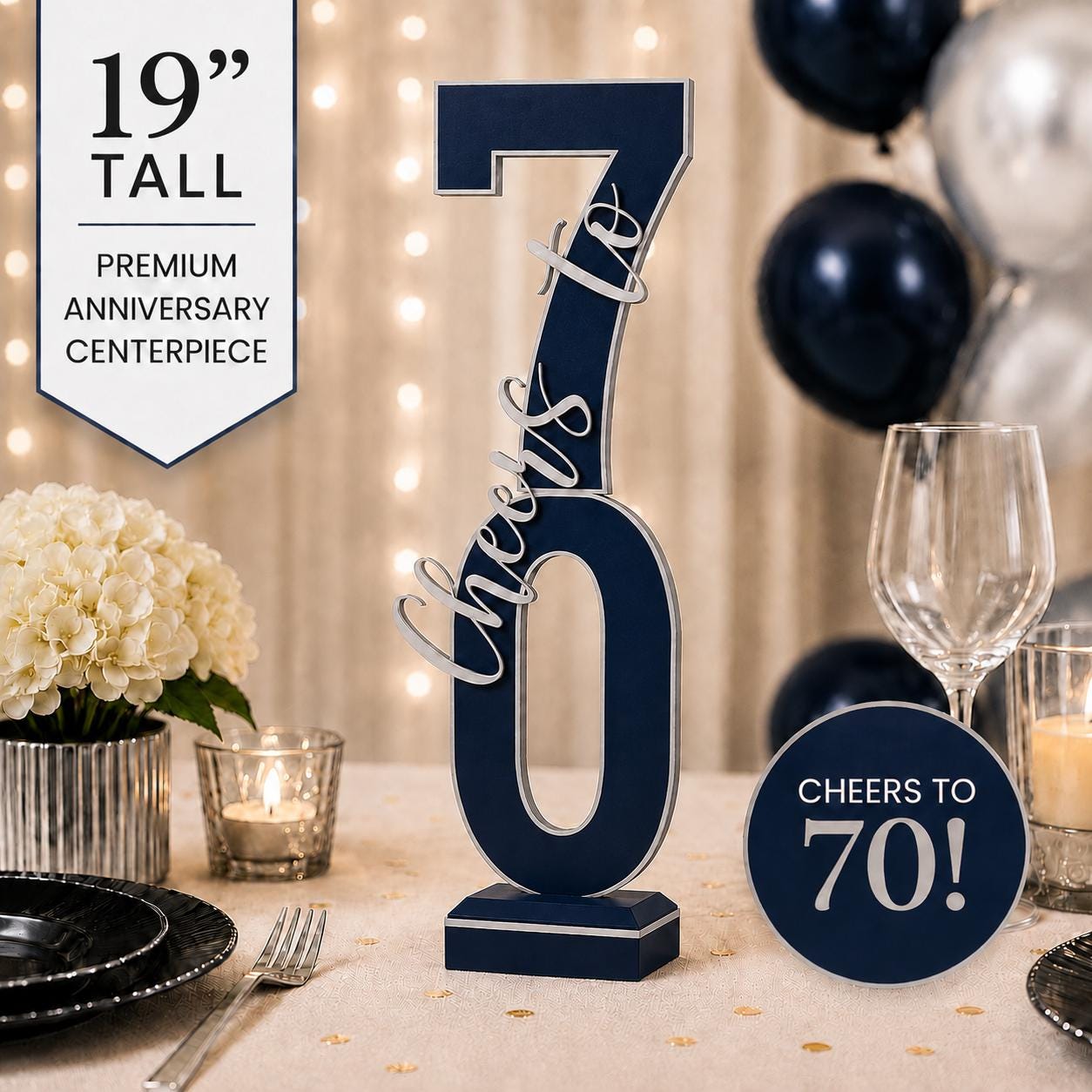 70th Platinum Wedding Anniversary Centerpiece