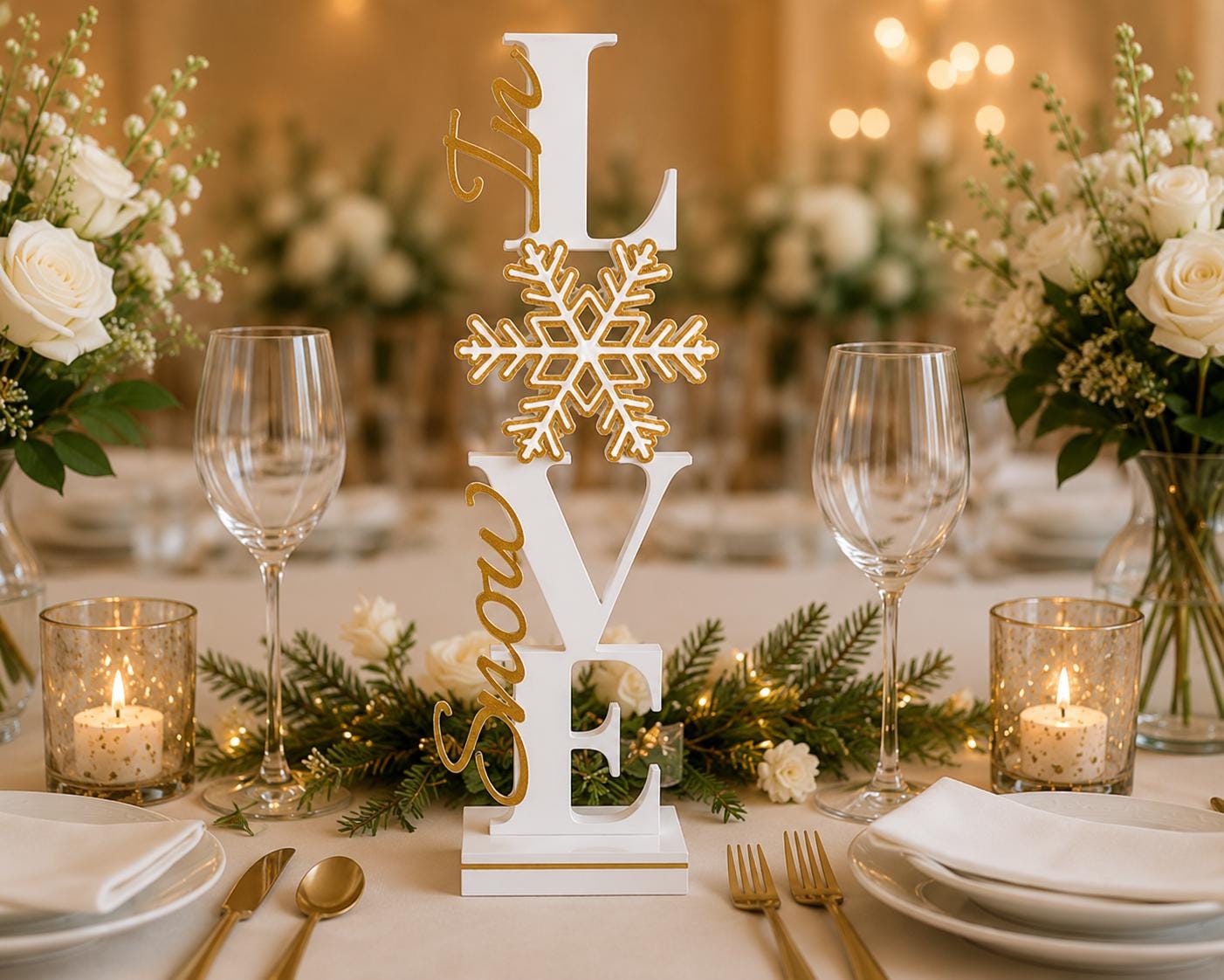 Snow In Love Winter Centerpiece