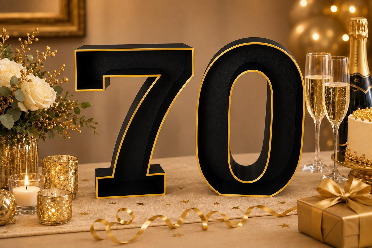70th Birthday Marquee Table Numbers