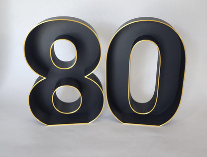 80th Birthday Marquee Table Numbers - Ages 80-89