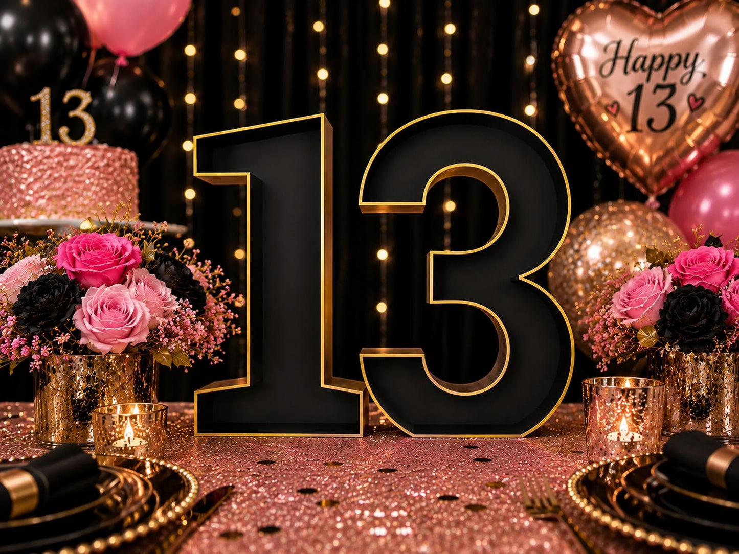 13th Birthday 9" Tall Marquee Table Numbers