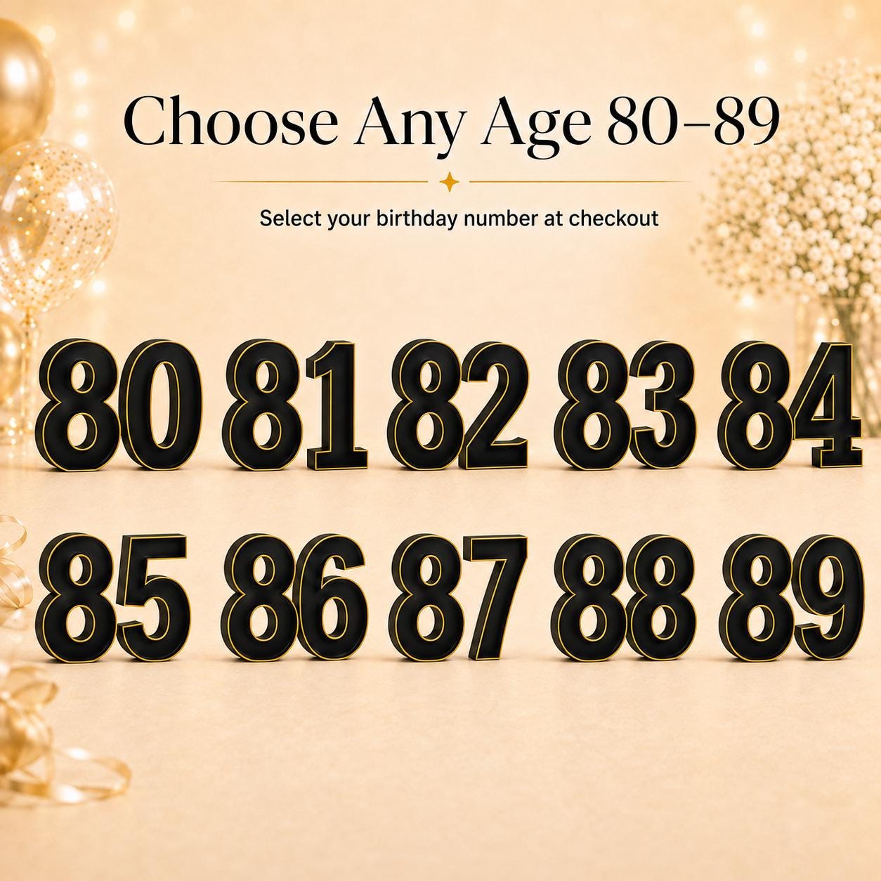 80th Birthday Marquee Table Numbers - Ages 80-89