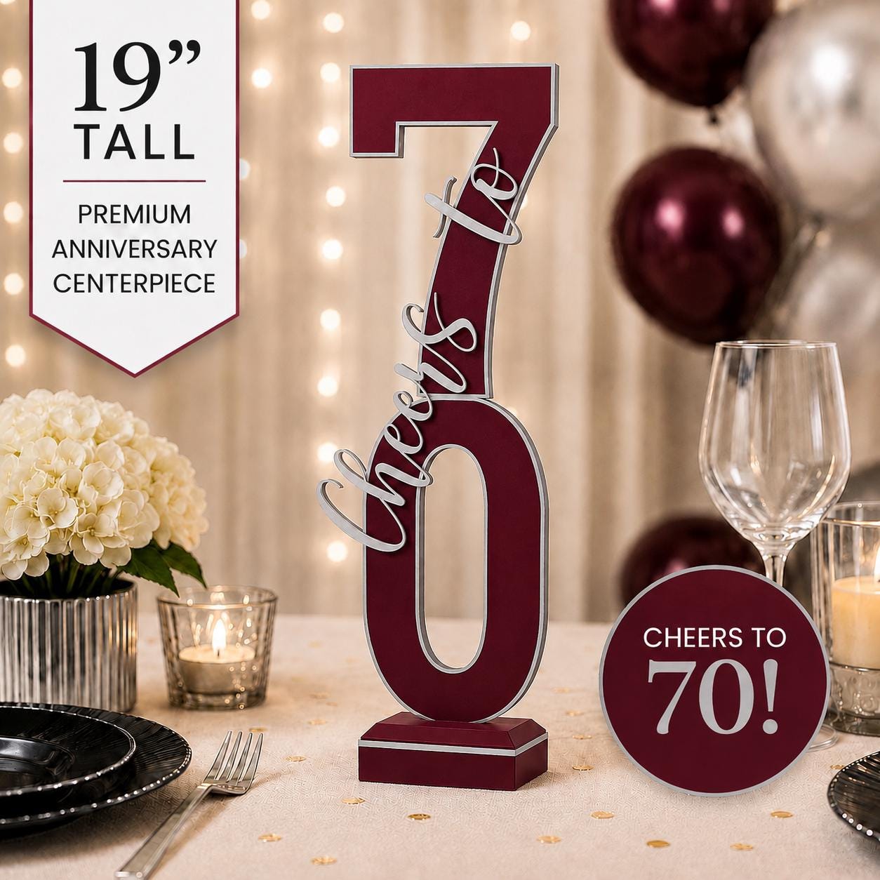 70th Platinum Wedding Anniversary Centerpiece