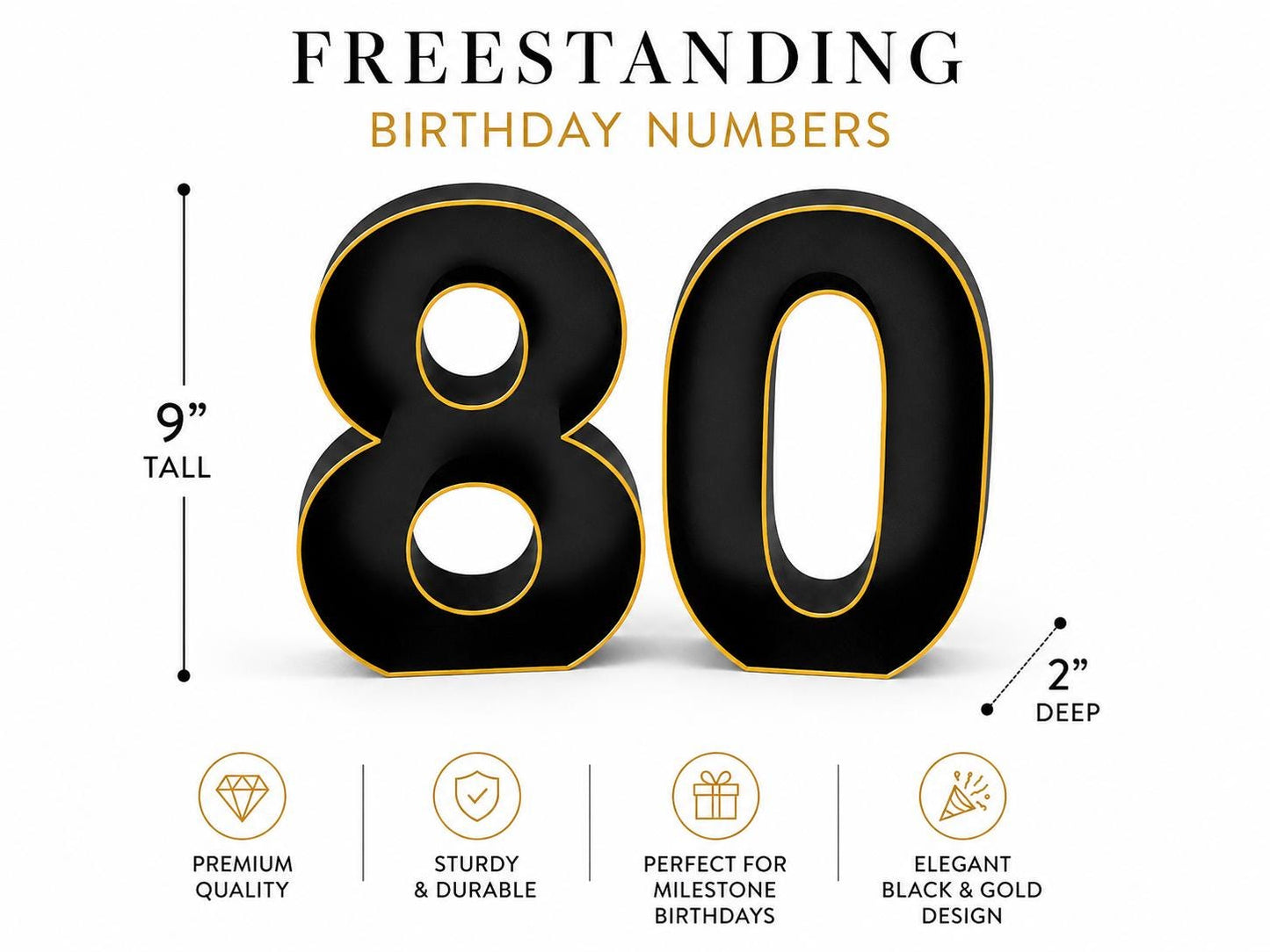 80th Birthday Marquee Table Numbers - Ages 80-89