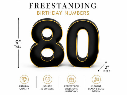 80th Birthday Marquee Table Numbers - Ages 80-89