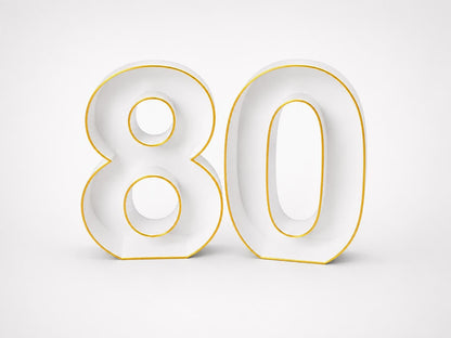 80th Birthday Marquee Table Numbers - Ages 80-89