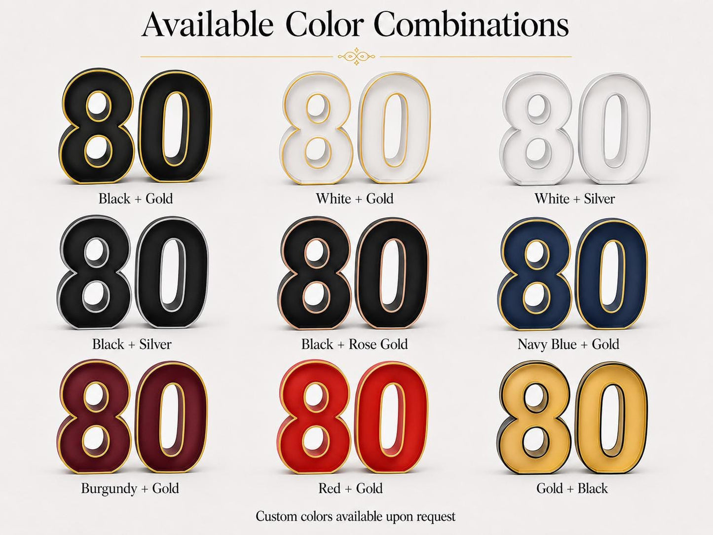 80th Birthday Marquee Table Numbers - Ages 80-89