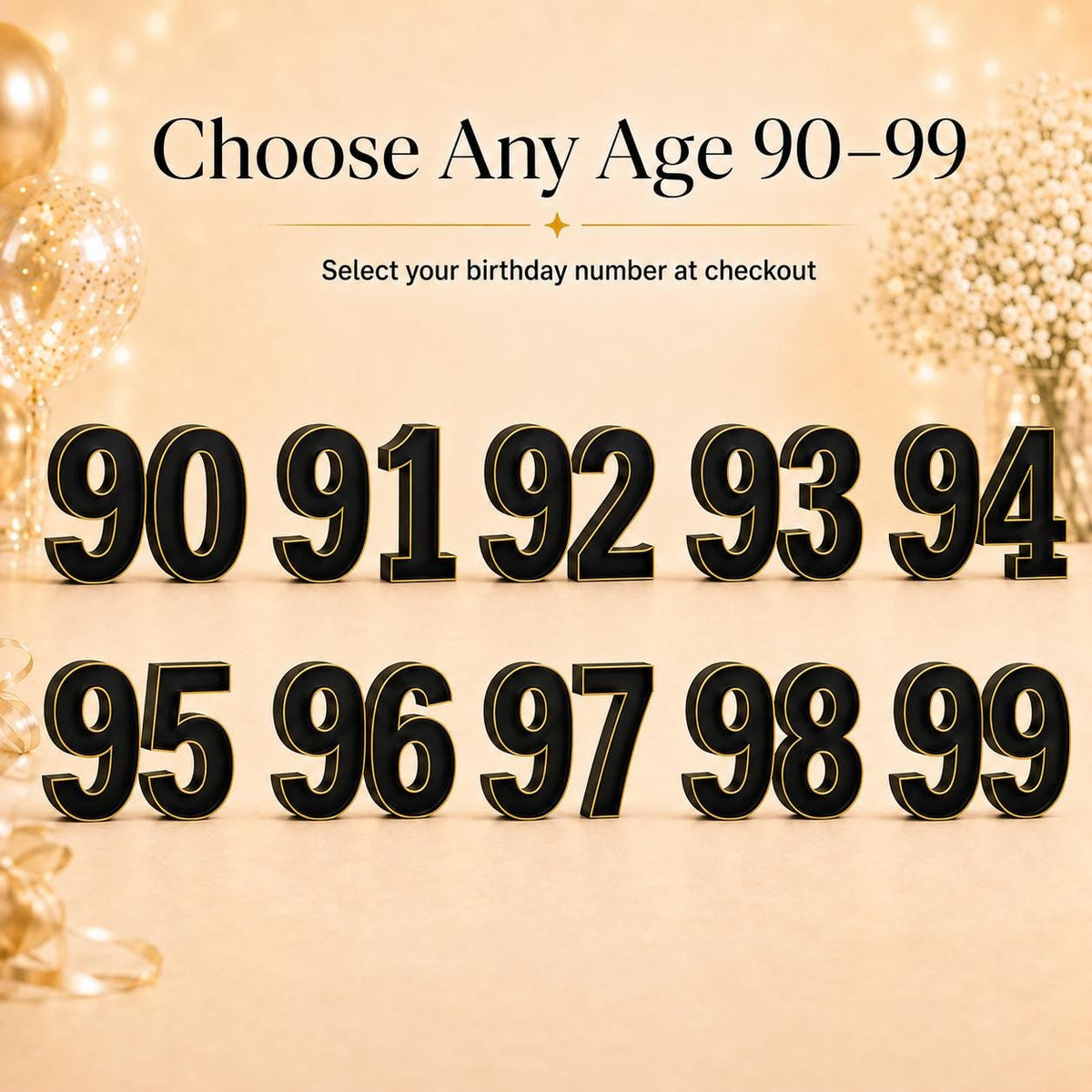 90th Birthday Marquee Table Numbers - Ages 90-99