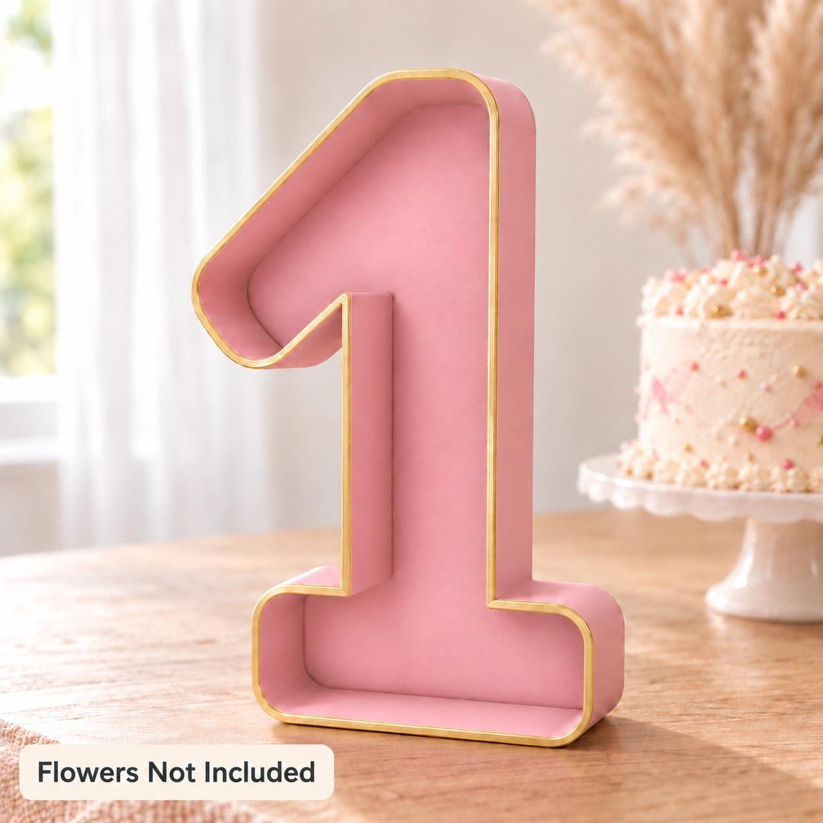 First Birthday Decorations, Fillable Flower ONE Number Frame, 9 Inch Cake Smash Photo Prop, Wildflower 1st Birthday Centerpiece Decor