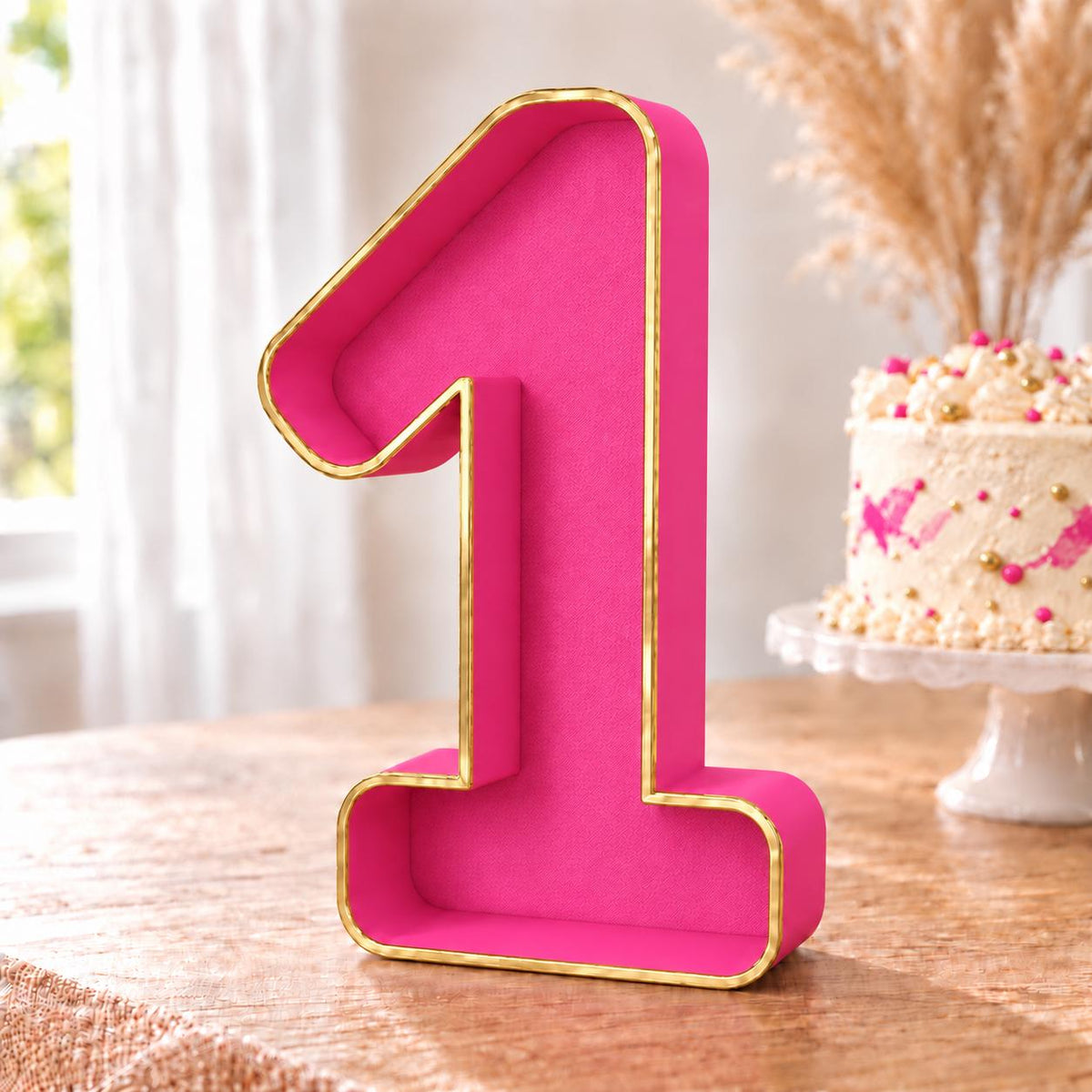 First Birthday Decorations, Fillable Flower ONE Number Frame, 9 Inch Cake Smash Photo Prop, Wildflower 1st Birthday Centerpiece Decor